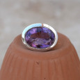 Bague horizontale argent et pierre ovale en améthyste (violet) T56/59