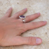 Bague argent et pierre ovale horizontale en améthyste (violet) T54/56