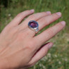 Bague argent et pierre ovale horizontale en améthyste (violet) T54/56