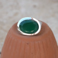 Bague horizontale argent et pierre ovale en Agate verte T56/60