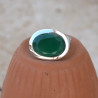 Bague horizontale argent et pierre ovale en Agate verte T56/60