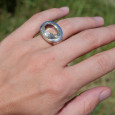 Bague horizontale argent et pierre ovale en Prasiolite T52/57
