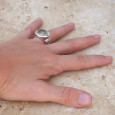 Bague horizontale argent et pierre ovale en Prasiolite T52/57