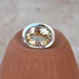 Bague horizontale argent et pierre ovale en Citrine (jaune) T52