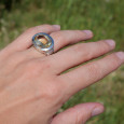 Bague horizontale argent et pierre ovale en Citrine (jaune) T52