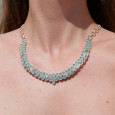 Collier plastron argent 67 pierres facettées en Calcédoine bleue