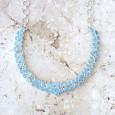 Collier plastron argent 67 pierres facettées en Calcédoine bleue