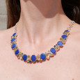 Collier plastron argent 43 pierres Lapis lazuli Citrine et Iolite