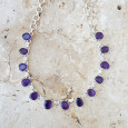 Collier argent 13 pierres en Améthyste et petites Pierres de lune