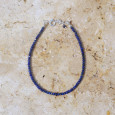 Bracelet fin pierres facettées en lapis lazuli et argent