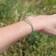Bracelet fin pierres agate verte et fermoir argent (vert)