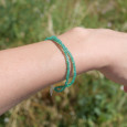 Bracelet 2 rangs pierres fines en Agate verte facetté