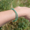Bracelet 2 rangs pierres fines en Agate verte facetté (vert)