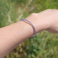 Bracelet fin pierres naturelles Iolite facettées fermoir argent