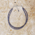 Bracelet 2 rangs pierres naturelles Iolite facettées fermoir argent