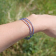 Bracelet 2 rangs pierres naturelles Iolite facettées fermoir argent