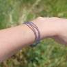 Bracelet 2 rangs pierres naturelles Iolite facettées fermoir argent