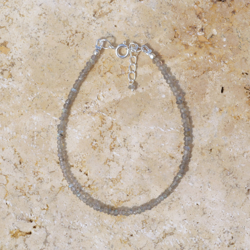 Bracelet fin pierres facettées en Labradorite