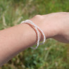 Bracelet 2 rangs en pierre Quartz rose et fermoir argent