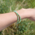 Bracelet 2 rangs pierres fines en Chrysoprase facettées