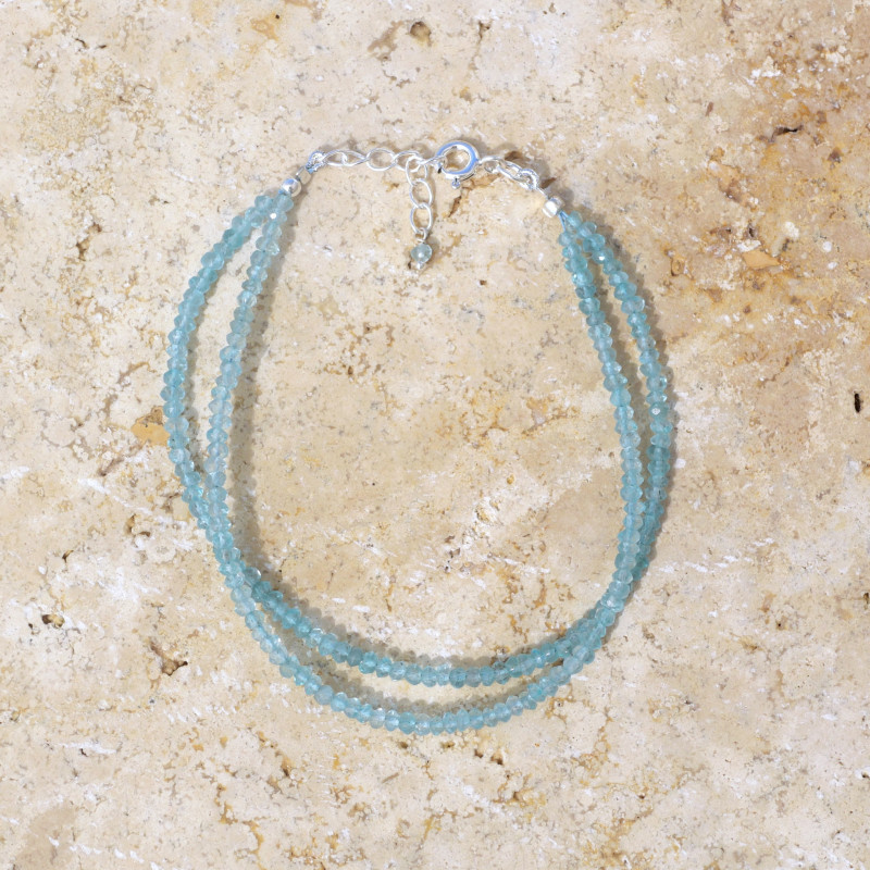 Bracelet 2 rangs pierres fines en Apatite facettées