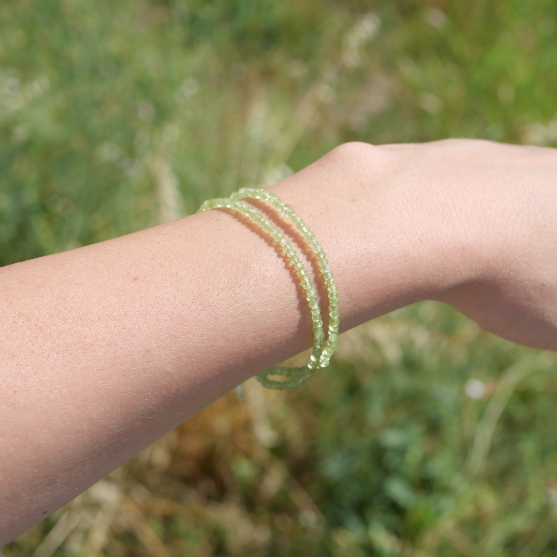 Bracelet 2 rangs pierres fines en Péridot facettées