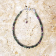 Bracelet fin pierres Rubis sur Zoisite facettées fermoir argent