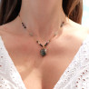 Collier ajustable grosse pierre Agate mousse