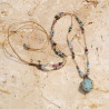 Collier ajustable grosse pierre facettée Amazonite