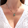 Collier ajustable grosse pierre facettée Amazonite