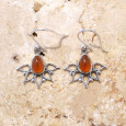 Boucles d'oreilles fines ajourées argent pierre Cornaline