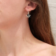 Boucles d'oreilles fines ajourées argent pierre Onyx noir