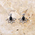 Boucles d'oreilles fines ajourées argent pierre Onyx noir
