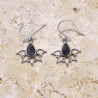 Boucles d'oreilles fines ajourées argent pierre Labradorite