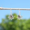 Boucles d'oreilles fines ajourées argent pierre Labradorite