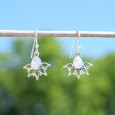 Boucles d'oreilles fines ajourées argent Pierre de lune