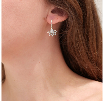 Boucles d'oreilles fines ajourées argent Pierre de lune