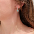 Boucles d'oreilles fines ajourées argent pierre Howlite bleue