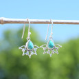 Boucles d'oreilles fines ajourées argent pierre Howlite bleue