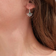 Boucles d'oreilles fines ajourées argent pierre Malachite