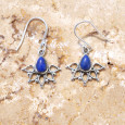 Boucles d'oreilles fines ajourées argent pierre Lapis lazuli