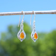 Petites boucles d'oreilles fines argent pierre Cornaline Petites boucles d'oreilles fines argent pierre Cornaline