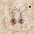 Petites boucles d'oreilles fines argent pierre Cornaline Petites boucles d'oreilles fines argent pierre Cornaline