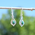 Petites boucles d'oreilles fines argent pierre Malachite Petites boucles d'oreilles fines argent pierre Malachite