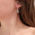 Petites boucles d'oreilles fines argent pierre Malachite Petites boucles d'oreilles fines argent pierre Malachite