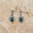 Petites boucles d'oreilles fines argent pierre Malachite Petites boucles d'oreilles fines argent pierre Malachite