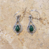 Petites boucles d'oreilles fines argent pierre Malachite