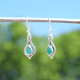 Petites boucles d'oreilles fines argent pierre Agate verte Petites boucles d'oreilles fines argent pierre Agate verte