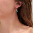 Petites boucles d'oreilles fines argent pierre Agate verte Petites boucles d'oreilles fines argent pierre Agate verte
