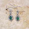 Petites boucles d'oreilles fines argent pierre Agate verte Petites boucles d'oreilles fines argent pierre Agate verte